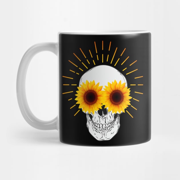 Sunflower Skull With Sunny Flowers in its Cute Dead Eyes by PerttyShirty